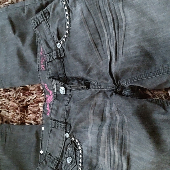 Rock and Roll Cowgirl low-rise Bootcut Charcoal denim jeans 32x34. - Picture 9 of 11